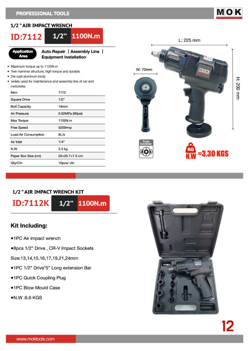 Súng Siết Ốc Khí Nén 1/2 Inch MOK - 7112